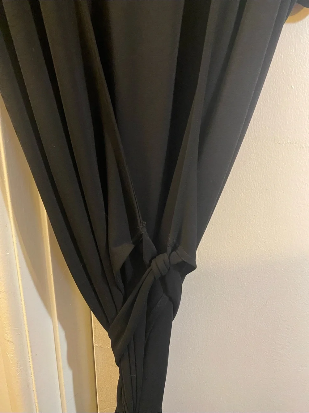 New York & Company Black Wrap-Tie Short Sleeve Dress